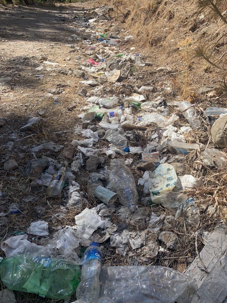 Garbage by trail outside of Fethiye
