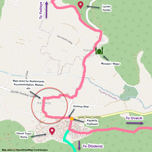 Annotated map of Kayaköy.