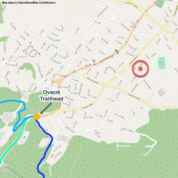 Annotated map of Everest Lodge in Ovacık