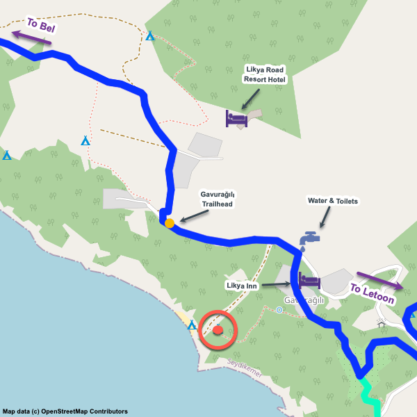 Annotated map of Karadere Park Orman in Gavurağılı