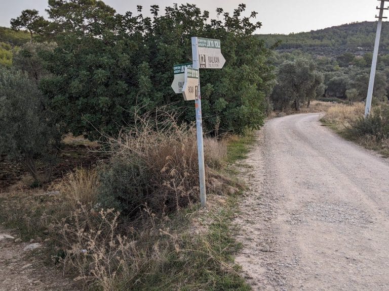 Signpost between Gelemiş and Kalkan