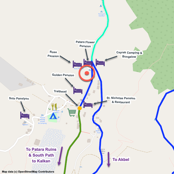 Annotated map of Akay Pension in Gelemiş