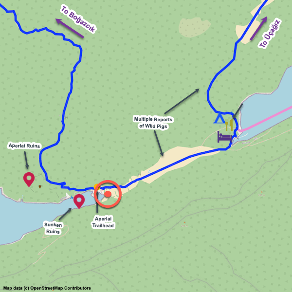 Annotated map of The Purple House at Aperlai