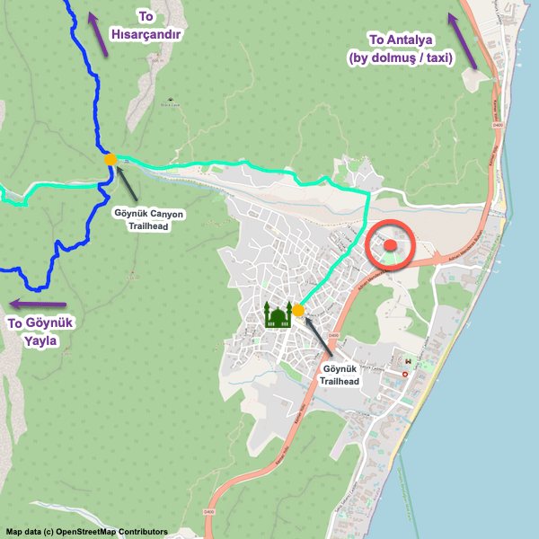 Annotated map of Green Garden Otel Göynük in Göynük